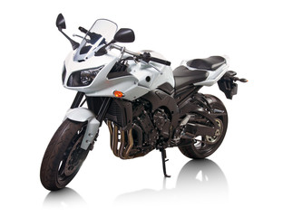 Obraz premium Nowoczesny motocykl japoński biały na białym tle
