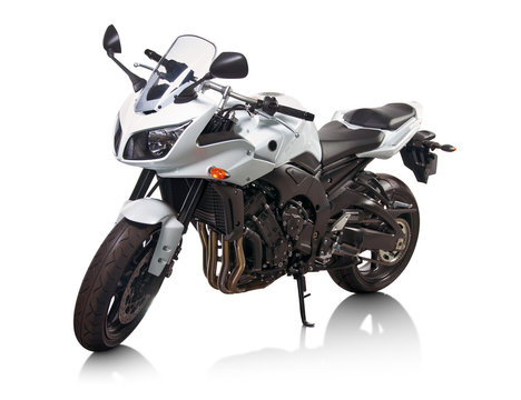 Modern white japanese motorcycle isolated on white © Neiromobile