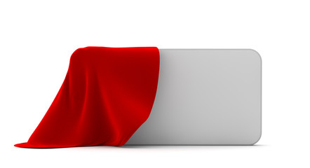 part of white rectangular boxing is covered by a red fabric