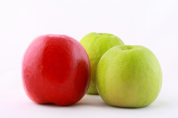 Red and green ripe apples isolated on white