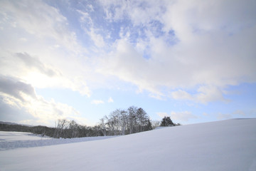 冬の青空と丘
