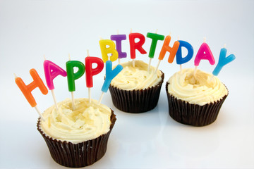 Happy Birthday Candles and Cup Cakes