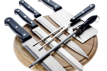 Set of kitchen knives