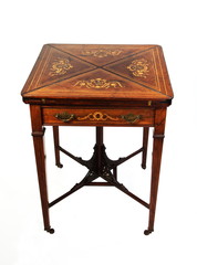 Antique Inlaid Rosewood Envelope Card Table