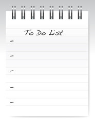 a pad of paper isolated on white, to do list