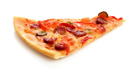 Tasty Italian pizza over white