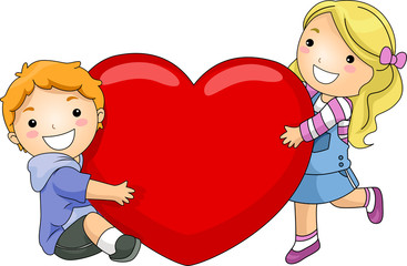 Kids Hugging a Giant Heart