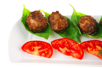 meat cutlets and vegetables