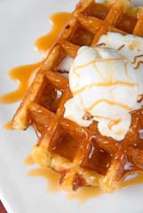 Waffle and ice cream