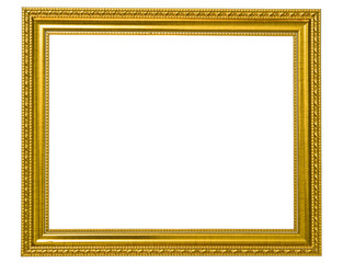 Isolated golden wooden Photo Frame