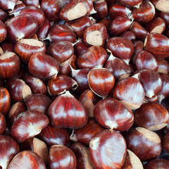 chestnuts closeup, at the local market