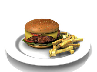 hamburger et frites