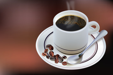 Dark brown with hot coffee