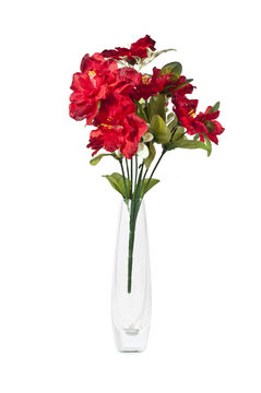 Artificial Flowers in Glass Vase