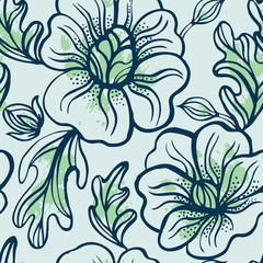 Fototapeta premium Seamless pattern with flowers