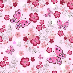 Pink seamless floral pattern