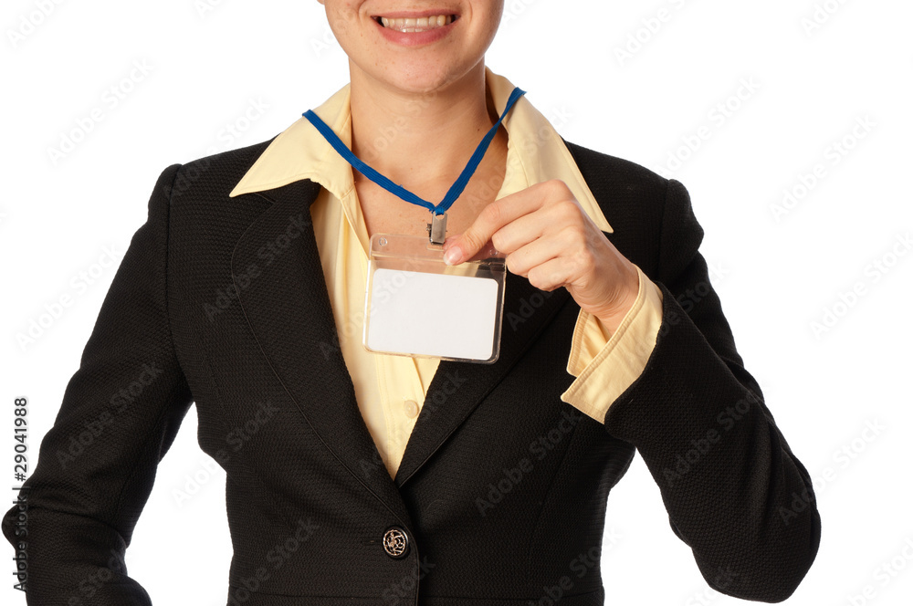 Wall mural woman showing her badge