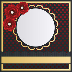 Frame with red roses