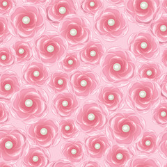 Pink roses background with perls