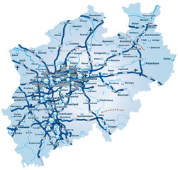 Bundesland Nordrhein-Westfalen mit Autobahnen