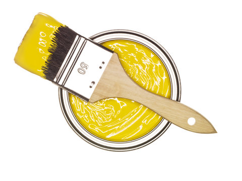 Yellow Paint Can With Brush