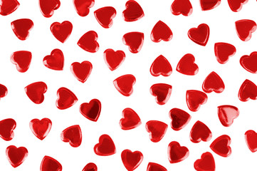 Red hearts confetti isolated