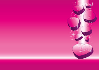 Pink valentine background with hearts, vector illustration