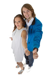 Fresh european couple with long hair