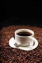 coffee beans with white cup