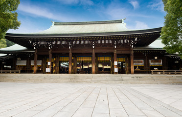 Zen temple under blue sky