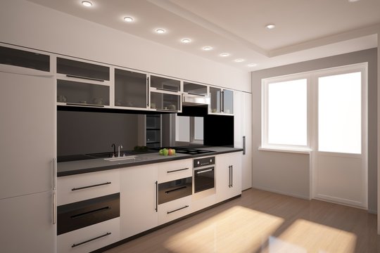 white 3d kitchen