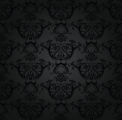 Charcoal floral seamless wallpaper