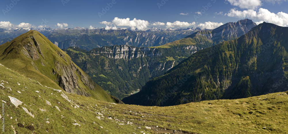 Poster Panoramic view of the Swiss Alps