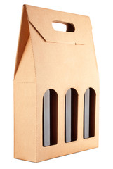 cardboard pack with three bottles of wine