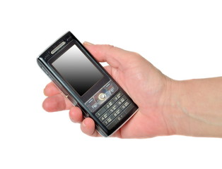 Hand with mobile phone