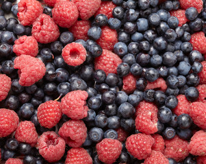fresh blueberries and raspberries