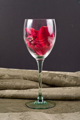 Red Rose Petals in Glass