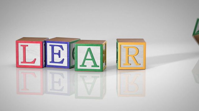 Childrens Blocks Spelling "LEARNING"