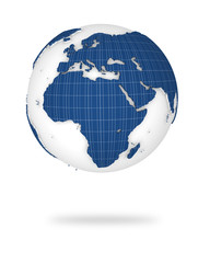 Earth in 3d view. Europe and African lands.