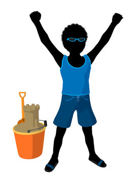 African American Beach Boy Silhouette Illustration