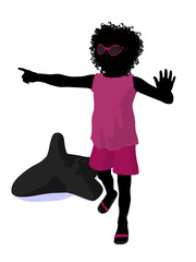 African American Beach Girl Silhouette Illustration