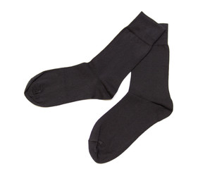 pair of black socks isolated on white background