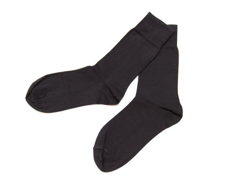 pair of black socks isolated on white background