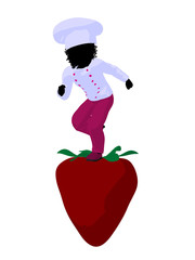 African American Girl Chef Silhouette Illustration