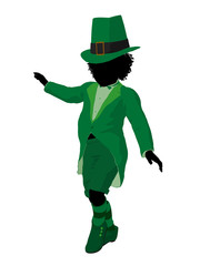 African American Leprechaun Gril Illustration Silhouette