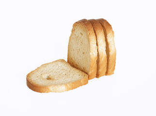 pieces of dried bread on white