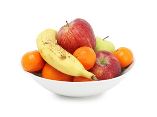 Naklejka na ściany i meble Fresh fruit in white bowl