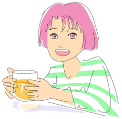 朝-オレンジジュース