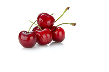 cherries on white