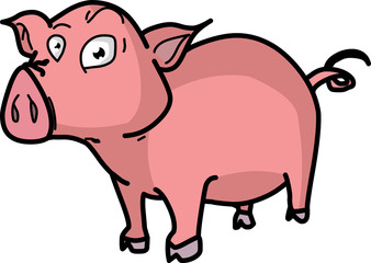 Pink pig vector illustration.